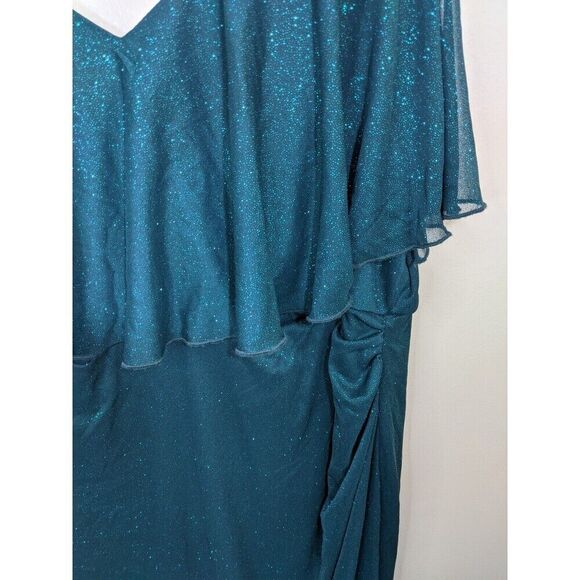 Connected Apparel Dress Hunter Green Glitter Short Sleeve V-Neck Size 22W - Picture 5 of 9